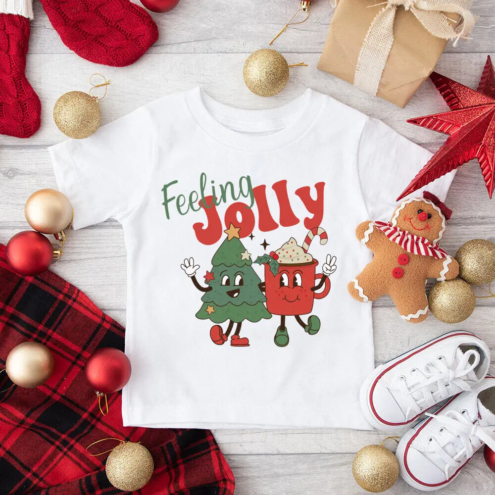 عيد ميلاد سعيد مطبوعة قمصان أطفال حفلة عيد الميلاد بنين بنات الزي الشتاء عطلة الطفل تي شيرت عيد الميلاد ملابس الأطفال بلايز #6