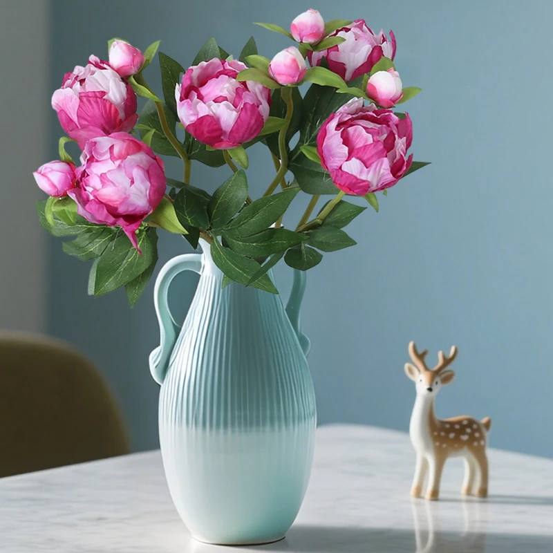 

1Pcs European-Style 2 Heads Simulated Peony Wedding Home Soft Decoration Flower Arrangement Silk Flower Arrangement Flowers
