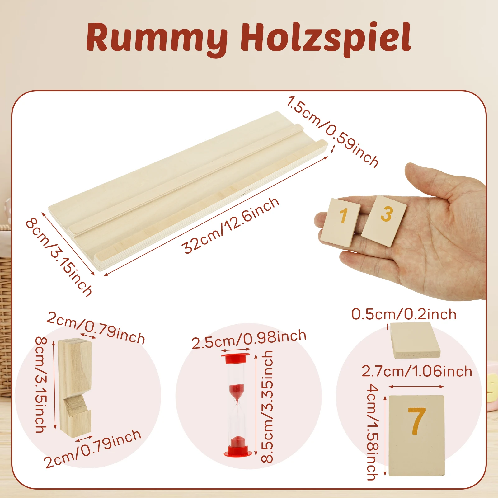 Rummy Cube Game with 4 Racks, 106 Rummy Cube Game Set with Portable Case, Rummy Tiles Travel Set for Family Classic Board Games