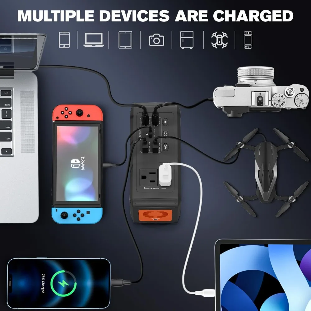 محطة طاقة محمولة، مولد طاقة شمسية بقدرة 135 وات، بطارية احتياطية بقدرة 98 وات في الساعة مع مخرج تيار متردد، شحن سريع PD للتخييم في حالات الطوارئ الخارجية #4