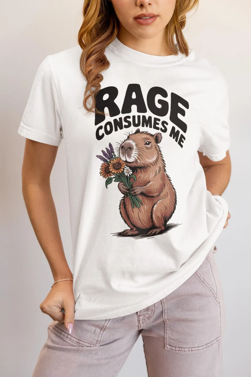 Rage Consumes Me Capybara T-Shirt • Funny Sarcastic Meme Graphic Tee • Soft