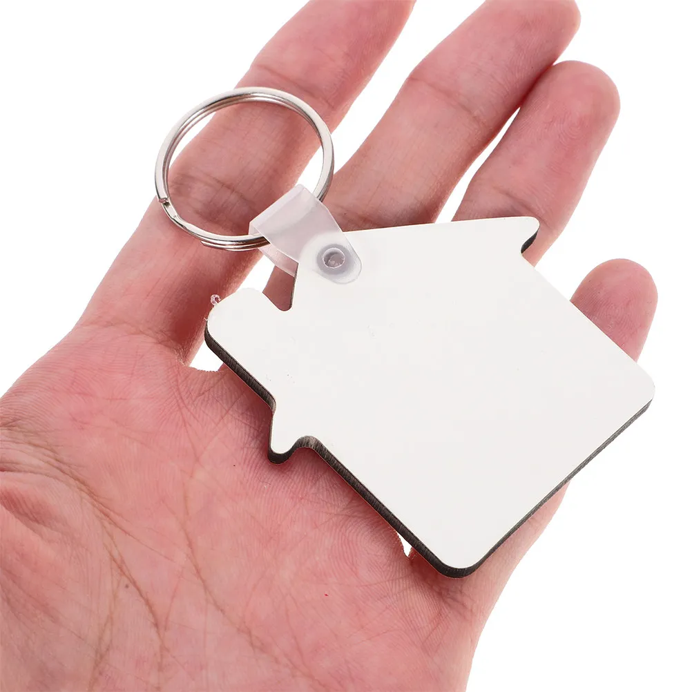 8Pcs Wooden Aluminium Sublimation Keychain Blanks DIY Craft Supplies for Heat Transfer Personalized Gifts Keychain Making