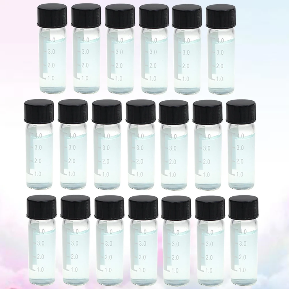 

20Pcs Chromatography Vial Screw Neck 4ml Black Solid Lid Sealed Sample Reagent Serum Storage Glass Bottle for Essential Oils