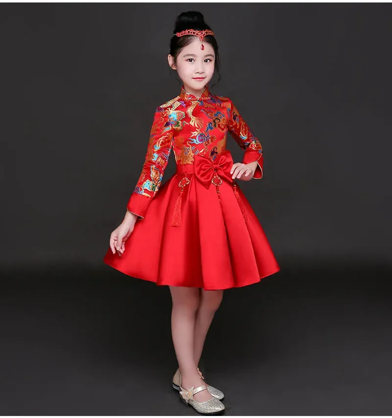 

Kid China dress of the Tang Dynasty Chinese traditional garments Hanfu dragon costume pants for children boy girl clothing