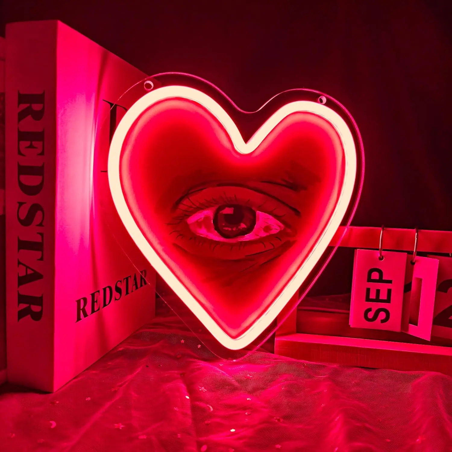 

Heart Neon Sign LED Evil Eyes Neon Light Sign Aesthetic Room Decor Dimmable USB Powered for Girls Dorm Y2K Bedroom Decor Gifts