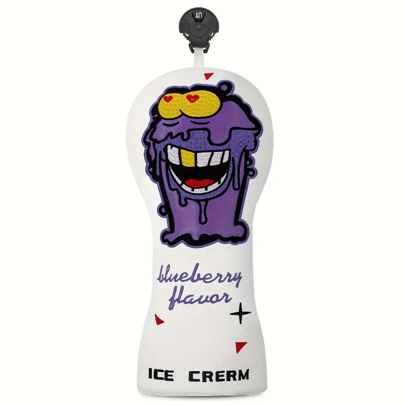 อุปกรณ์คลุมหัวไม้กอล์ฟดีไซน์แปลกตาสีม่วง อุปกรณ์กอล์ฟที่สนุกสนาน อุปกรณ์คลุมหัวไม้กอล์ฟ กันฝุ่นและทนทาน