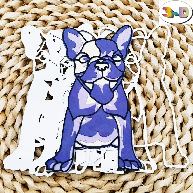 2023 January April New French Bulldog Multilayer Greeting Card Metal Cutting Die