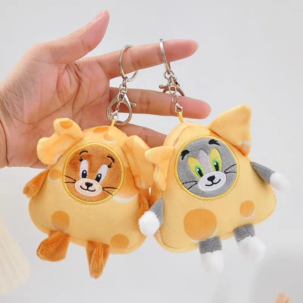 Kawaii ของแท้ Tom และ Jerry สามเหลี่ยมชีสตุ๊กตา Plush การ์ตูนผู้หญิงกระเป๋าเป้สะพายหลังตกแต่งตุ๊กตาอุปกรณ์เสริมของขวัญหญิง