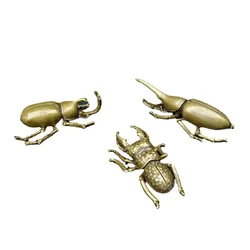 Vintage Copper Insect Tea Pet Japanese Rhinoceros Beetle Small Ornaments Brass Dynastes Hercules Home Figurines Desk Decorations