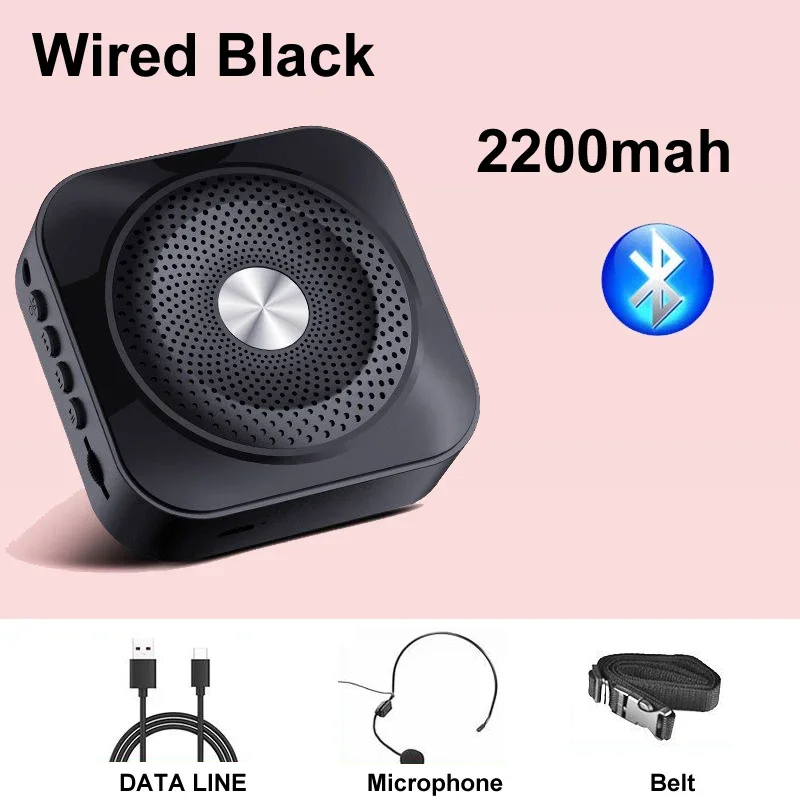 Bluetooth Mini Bee Megaphone Portable Charge  Compatible Megaphone With Lavalier Microphone Waist Hanging Voice Amplifier TF