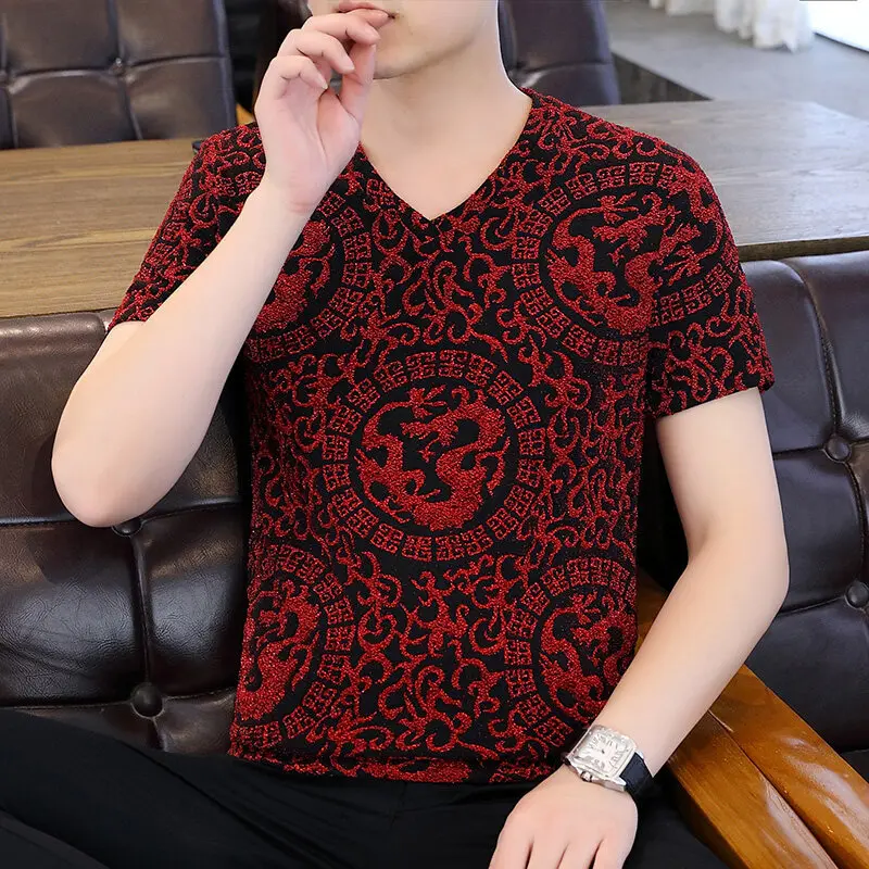 Summer New Short Sleeved T-shirt Men's Trendy Plus Size Half Sleeved Men's Handsome and Versatile Half Sleeved Breathable T-shir