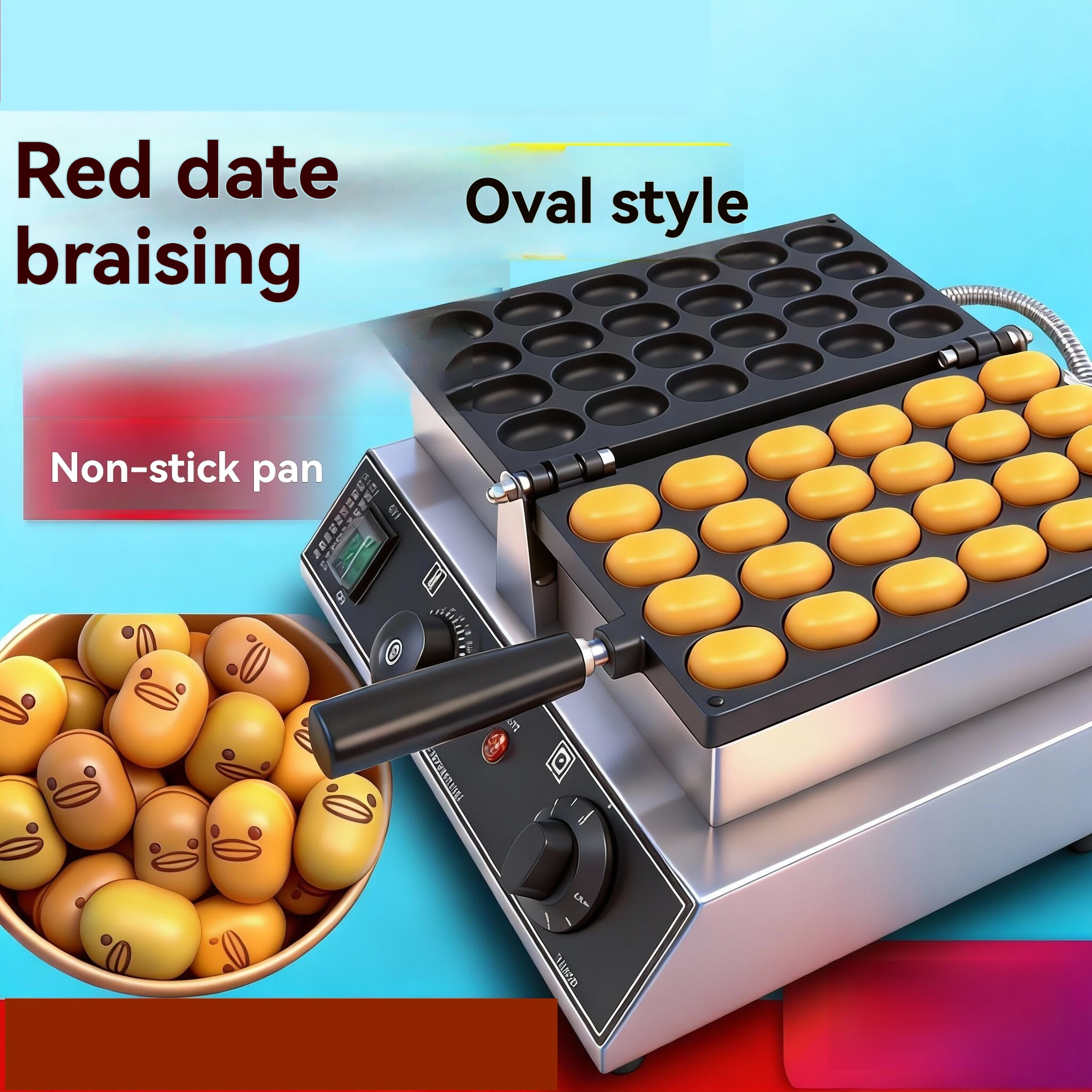 Máquina para hacer bizcochos de jujube, máquina para hacer bizcochos de frijol, máquina de snacks, equipo comercial para puestos, máquina para hornear huevos, máquina eléctrica para hacer scones