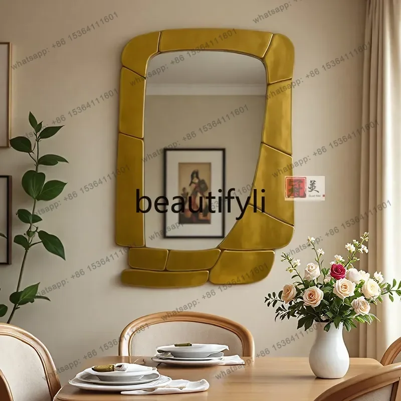 60.French retro irregular special-shaped decorative mirror wall-mounted living room enigma mirror soft dining room mirror