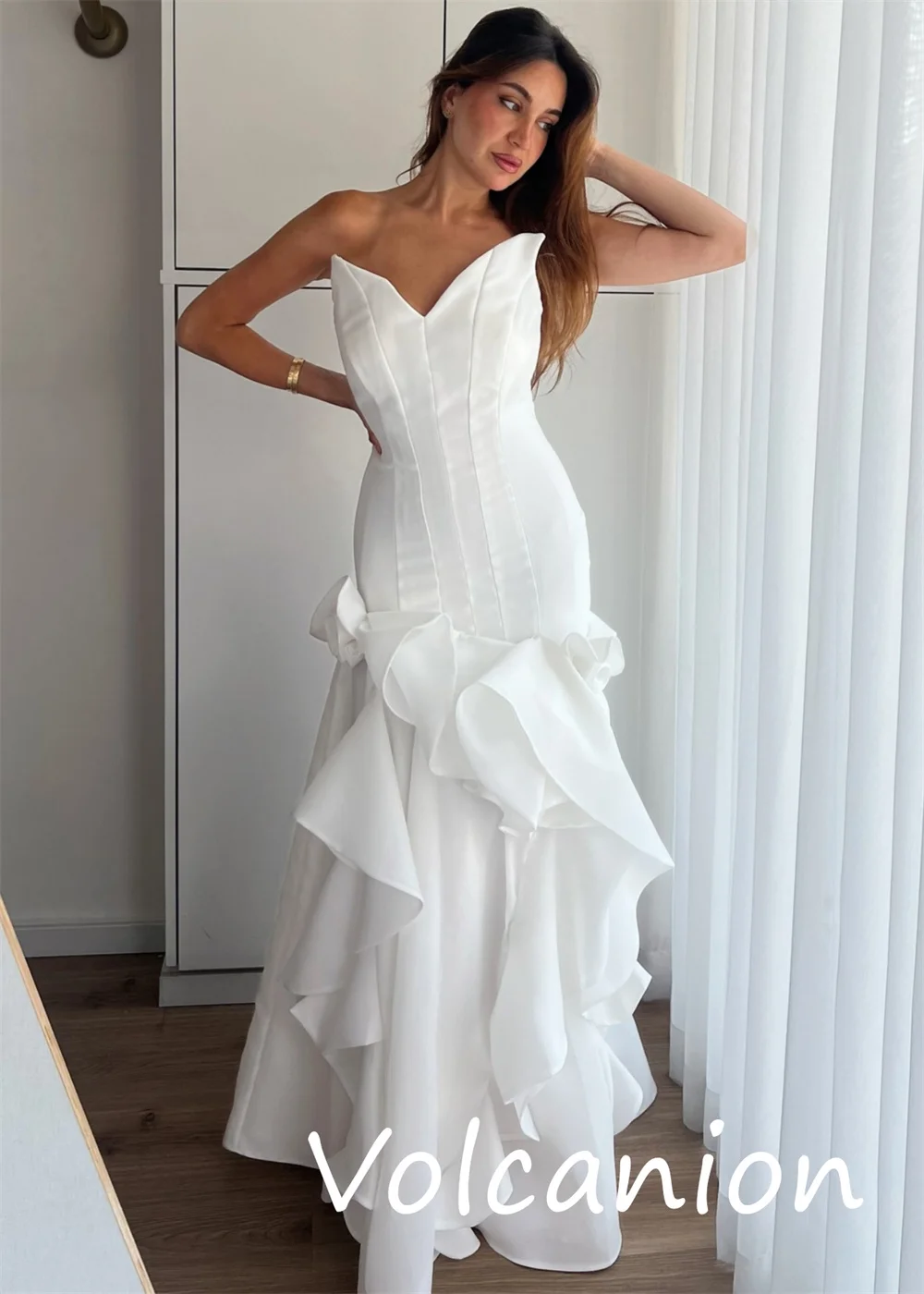 Abiti lunghi senza spalline a trapezio con pieghe in jersey di alta qualità personalizzati Occasioni su misura Casual formali classiche