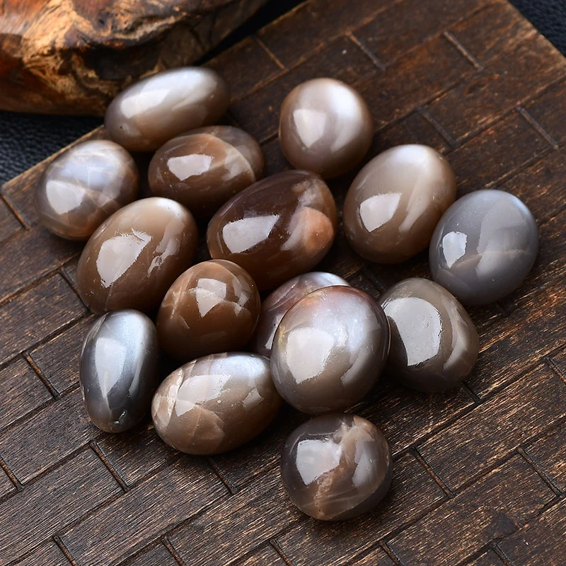 Natural Black Skeletal Sunstone Moonstone Tumbled Stones Polished Smooth Shinny Quartz Energizing Cleansing Crystal Tumblestone