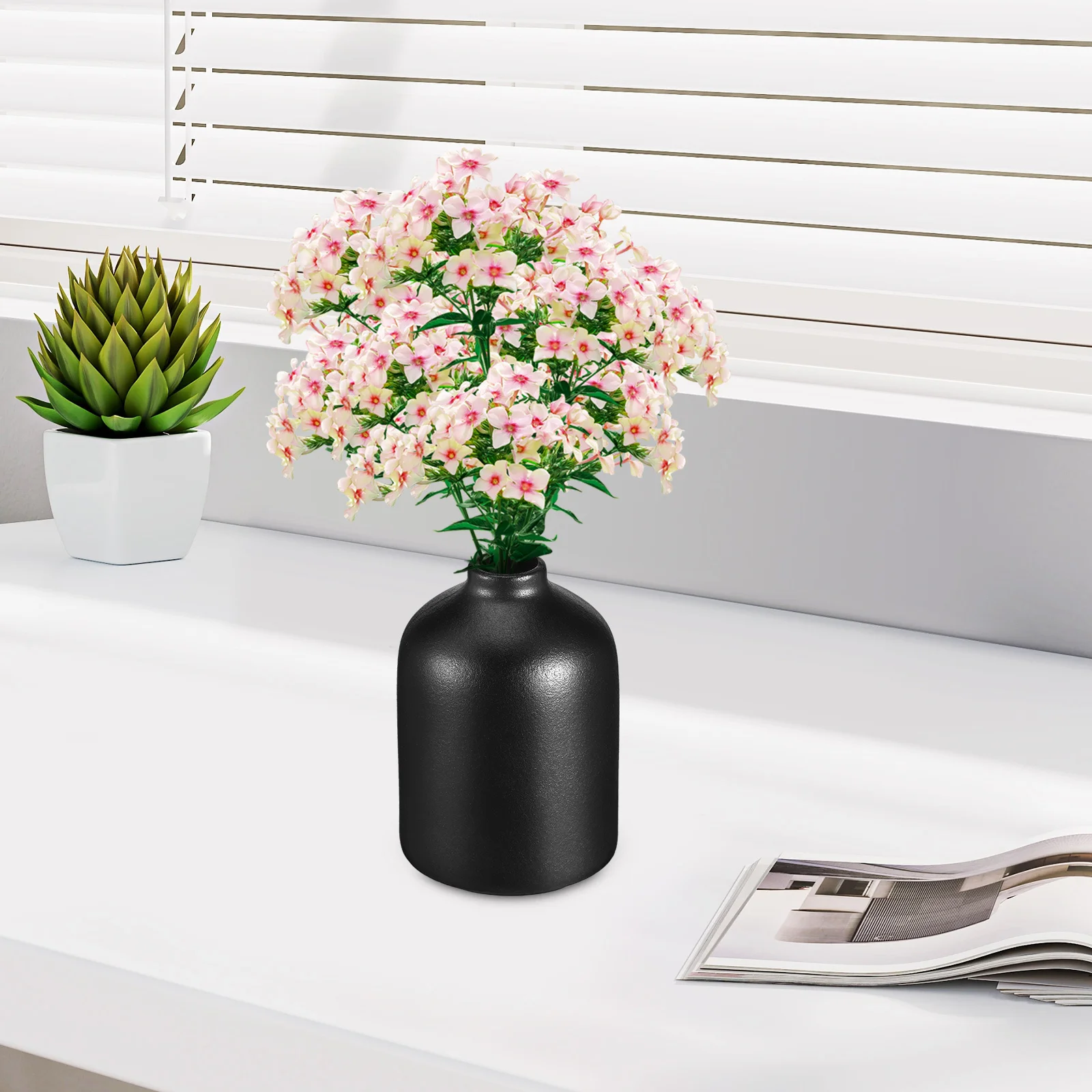 

Black Vase Matte Black Ceramic Pot Decorative Vase for Home Living Room Ceramic Vases for Decor