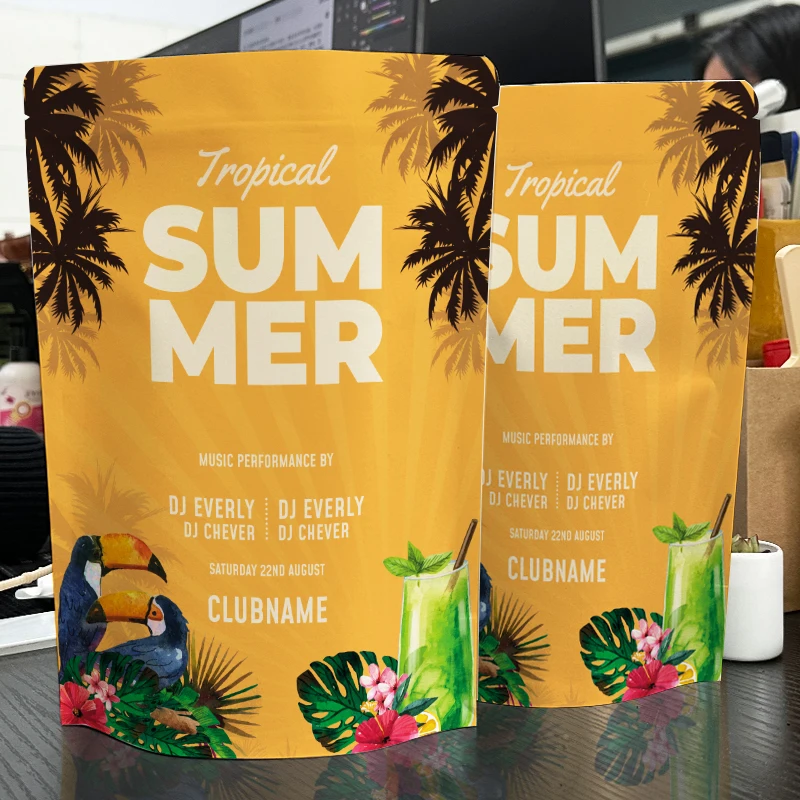 Camisetas de gran tamaño hechas a medida de 30x40cm, bolsas de papel Kraft con cremallera sellada, bolsa de embalaje de pie reutilizable personalizada de lote pequeño