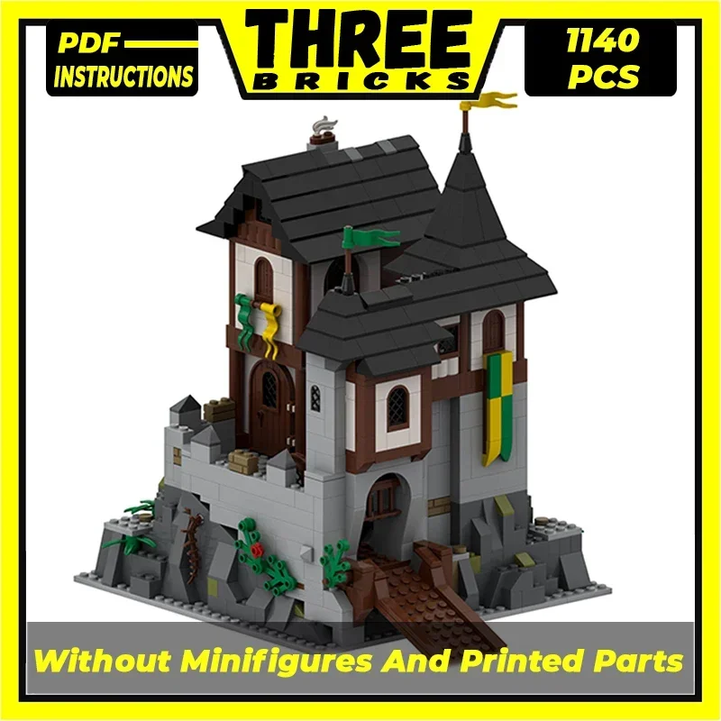 MOC Building Blocks ปราสาทรุ่น Bear Rock Fortress Modular Street View รุ่น DIY Assembly อิฐของเล่นเด็กคริสต์มาสของขวัญ