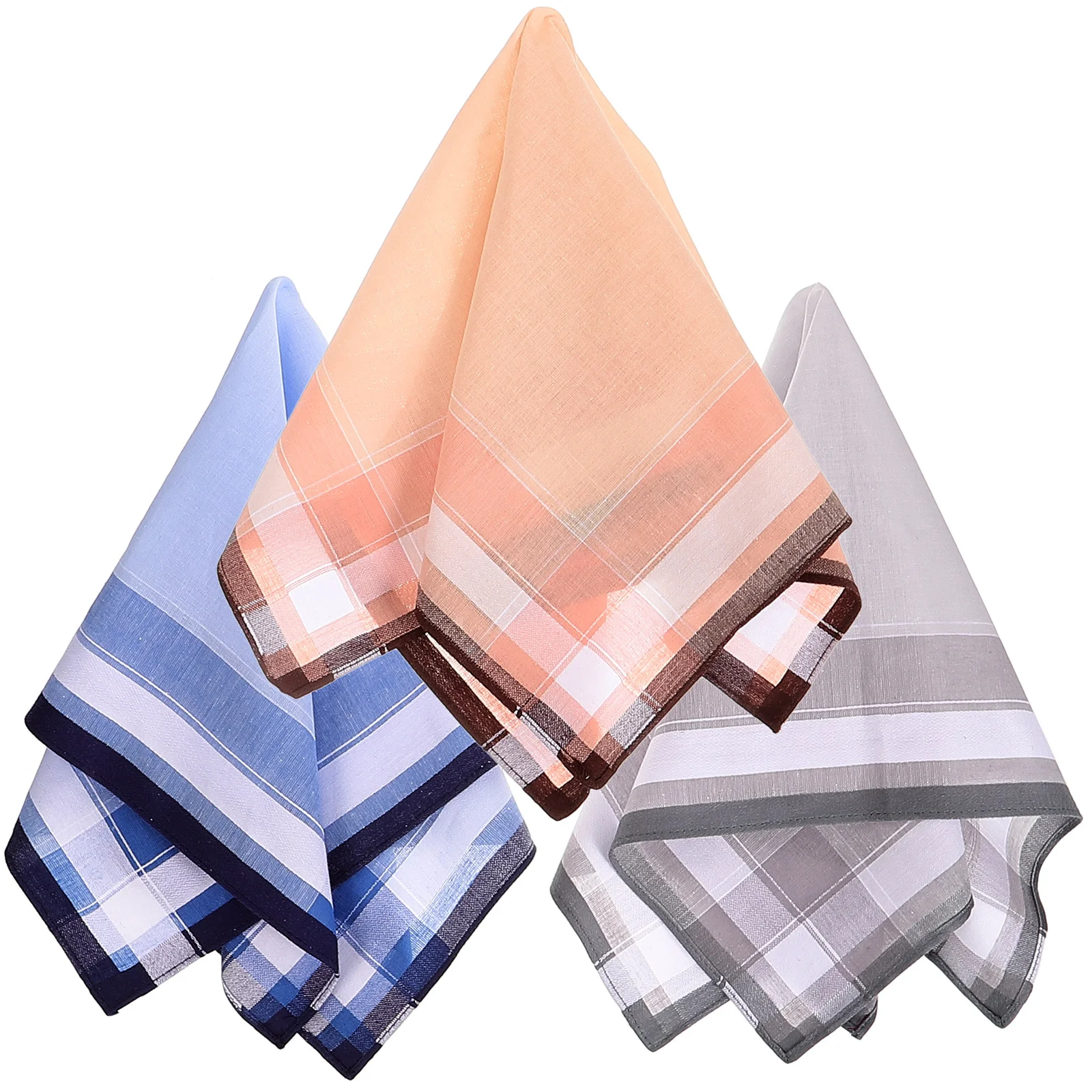 3Pcs Cotton Handkerchief Pocket Square Soft Durable Large Size Vintage Carry Machine Washable for Men Women Bridal
