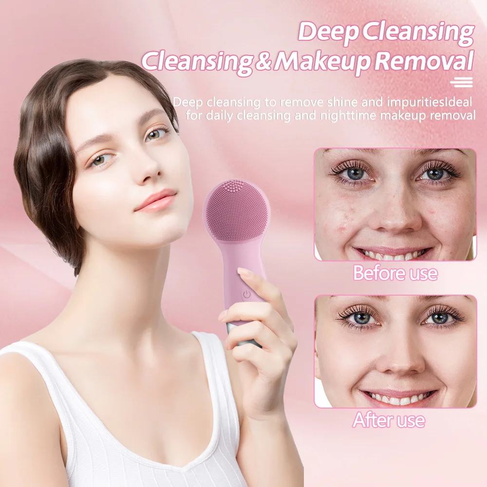 Elektrische siliconen gezichtsborstel Sonic vibratie gezichtsreinigingsborstel Waterdichte acne mee-eter verwijderaar Pore Cleaner Beauty Tool