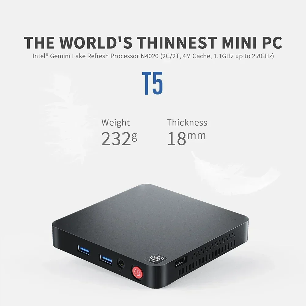 2024 Newest Beelink T5 PRO Intel Processor N4020 Mini PC Windows 11 4GB DDR4 64GB EMMC WiFi BT5.0 Dual 4K Gamer PC VS T4 PRO