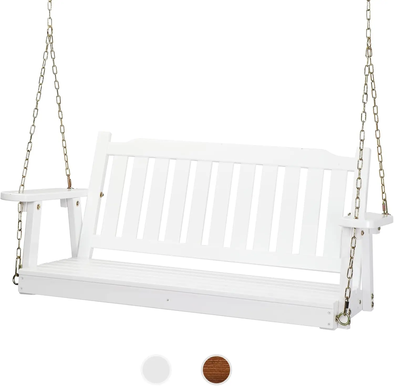 Heavy Duty 880 LBS 4 FT Outdoor Porch Swing, Patio Hanging Swing Bench for Yard, White