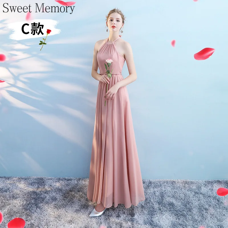 Abiti da damigella d'onore in Chiffon rosa grigio su misura abito da donna elegante Mariage Princess Vestido abito da sera formale lungo