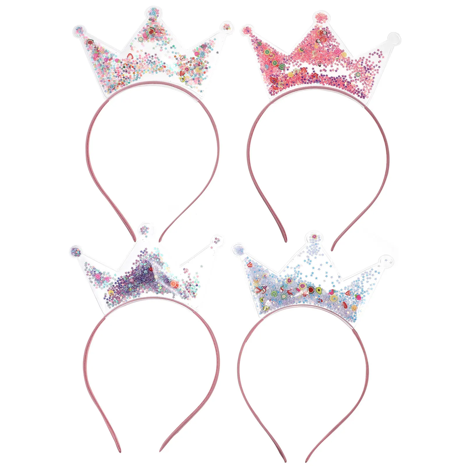 

4 Pcs Crown Headb Shiny Kids Hair Hoops Birthday Party Accessories Non Fading Plastic Hair Accessories Hairstyling Tool