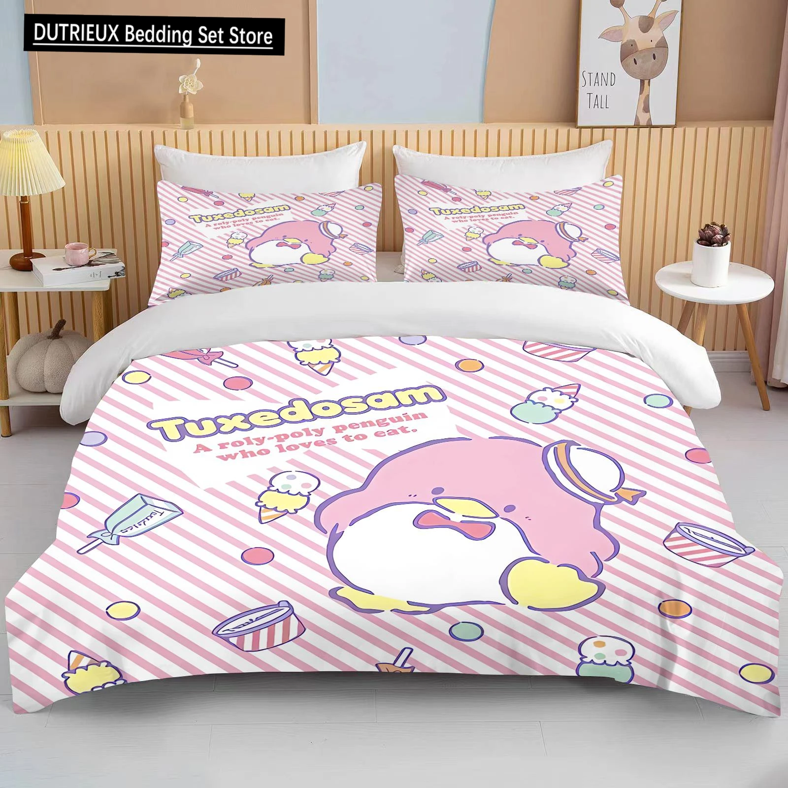 

10 Sizes Sanrio Tuxedo Sam Printed Bedding Set Cartoon Anime Duvet Cover Comforter Pillowcase Boys Girls Children Adults King