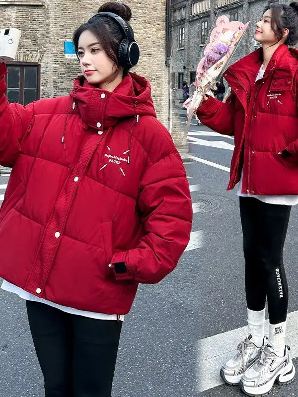 

New plus Size down Cotton Jacket Short Thick Winter Warm Loose Korean Style Bread Cotton Coat Outerwear for Women