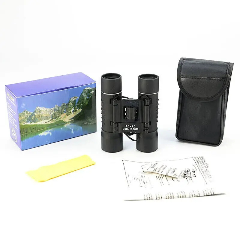 

Portable Folding Binoculars 10X25 Binocular Telescope Fully Coated Lenses for Kids Travel