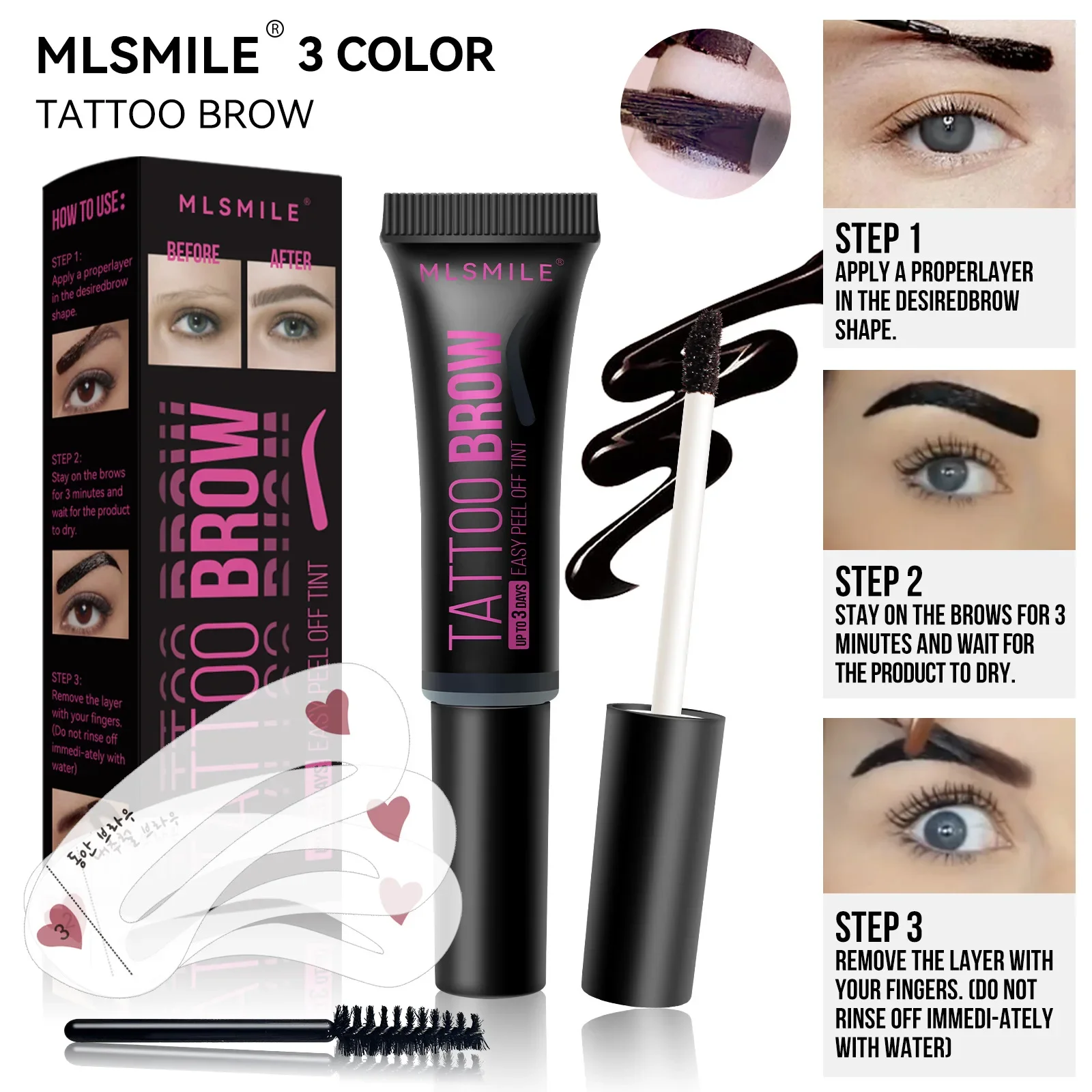 

Eyebrow Gel Natural Tinting Tattoo Cream Coloring Waterproof Long Lasting Peel Off Eyebrow Glue Quick Dry Brow Makeup For Women