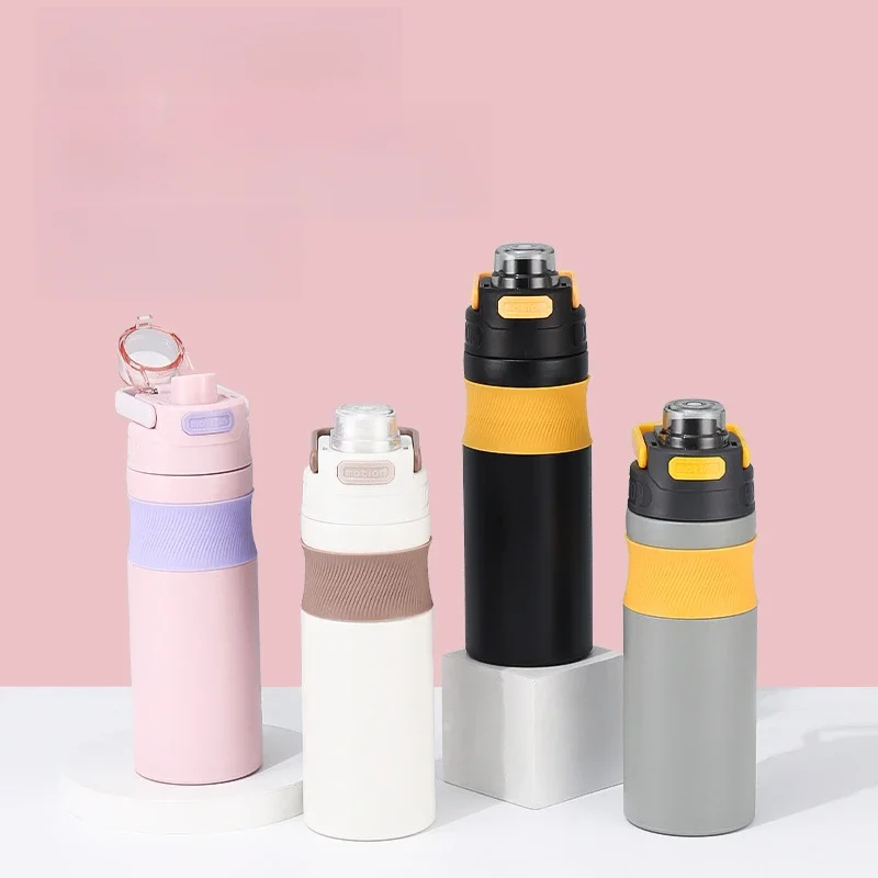 

600ml Outdoor Sports Kettle 316 Stainless Steel Insulated Bottle Dual Drink with Handle Car Cup Portable Bouncing Thermos Cup