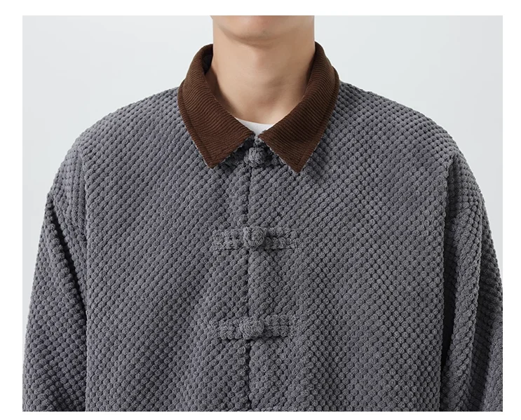 Chinese Style Vintage Corduroy Jacket Mens Clothing Plus Size Casual Coat Autumn Winter Harajuku Loose Black Jacket Top Male