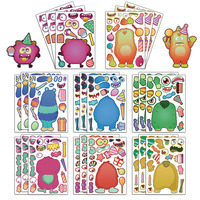 8PCS Creative Cute Monster Birthday Party Cartoon Collage Decoration Phone Case Water Cup Notebook DIY Personalized Stickers