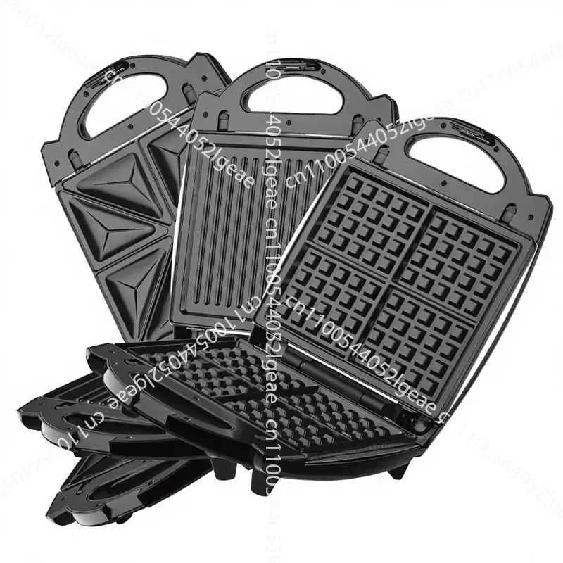 Electric 3-in-1 Multifunctional Stainless Steel Baking Pan Toaster Waffle Sandwich Steak Machine Double Sided