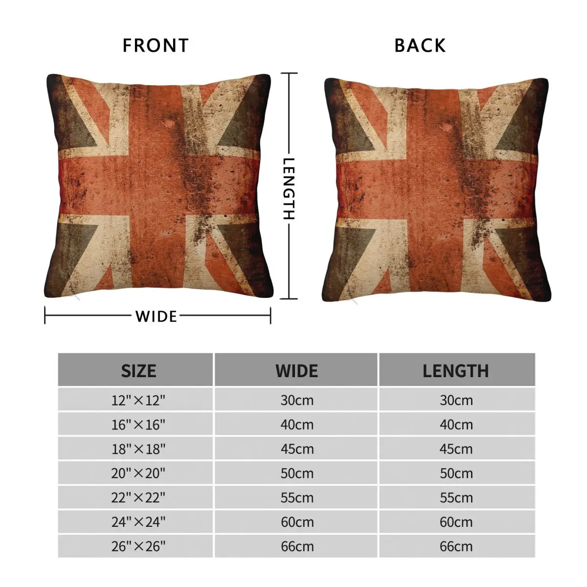 Distressed Union Jack UK Flag Square Pillowcase Polyester Linen Velvet Pattern Zip Decorative Pillow Case Home Cushion Cover