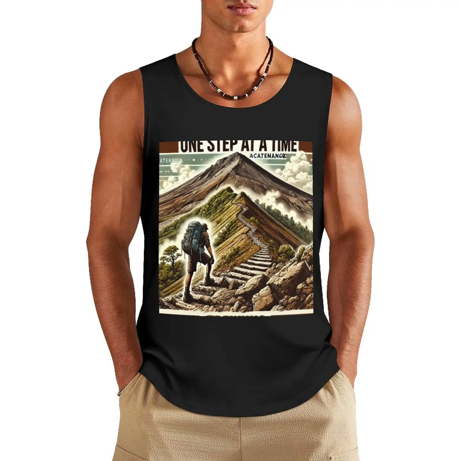 

One Step at a Time- Acatenango Tank Top training weight vest anime t-shirts t-shirts for men