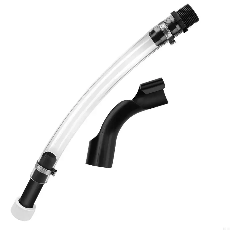 Filler Hose with Clip, 38 Curved Clear Refueling Hose with Threaded End and Pouring Nozzle for Fuel Container H9EE