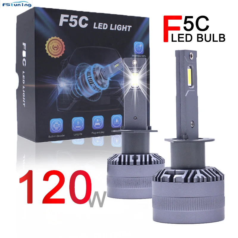 F5c f5d H7 Led headlight Bulb 120W 12000lm H11 Led lamp Fog Lights super canbus 6000k H1 H4 H7 H11 9005 9006 Led Headlights