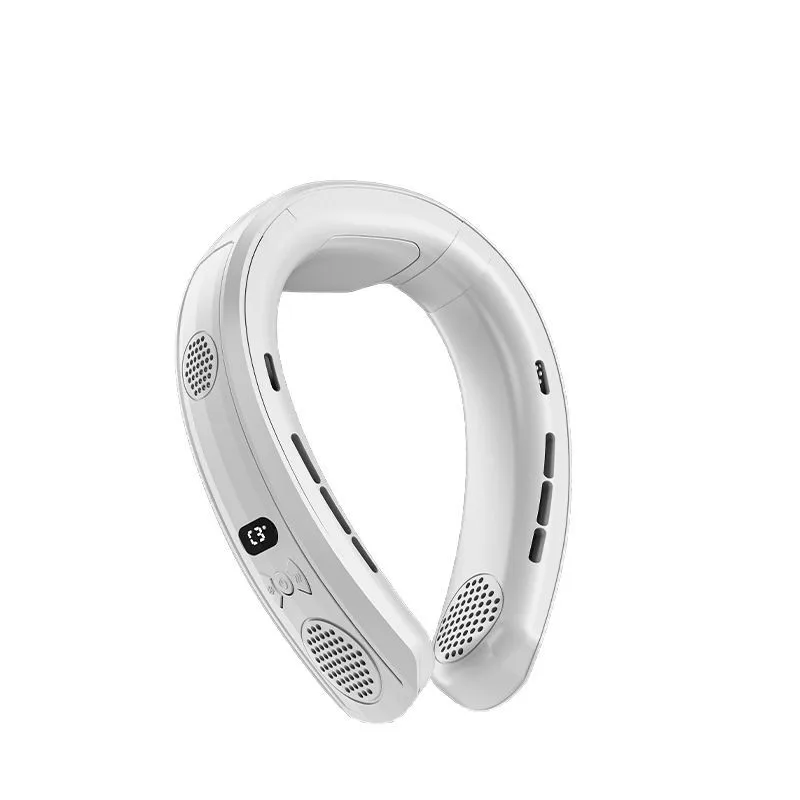 Ventilateur suspendu au cou de refroidissement à semi-conducteur amélioré, nouveau modèle 2025, avec affichage numérique intelligent USB à double usage et ventilateur sans lame