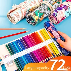Borrence 72 Holes Pencil Case Large Capacity Kawaii Pen Storage Bag Stationery Back School Office Supplies pen curtain painting