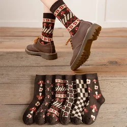 Thickened Warm Wool Socks Tube Socks Casual Socks Autumn and Winter Warm Comfortable Cotton Checkerboard Mushroom Cute Socks