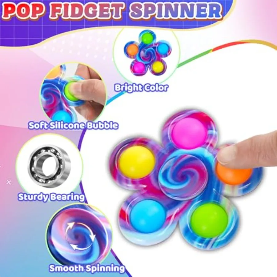 9 pezzi di giocattoli Fidget Spinner sfusi per la scatola del tesoro in classe, premi per calze, regalo di compleanno, bomboniere pop, attività di viaggio