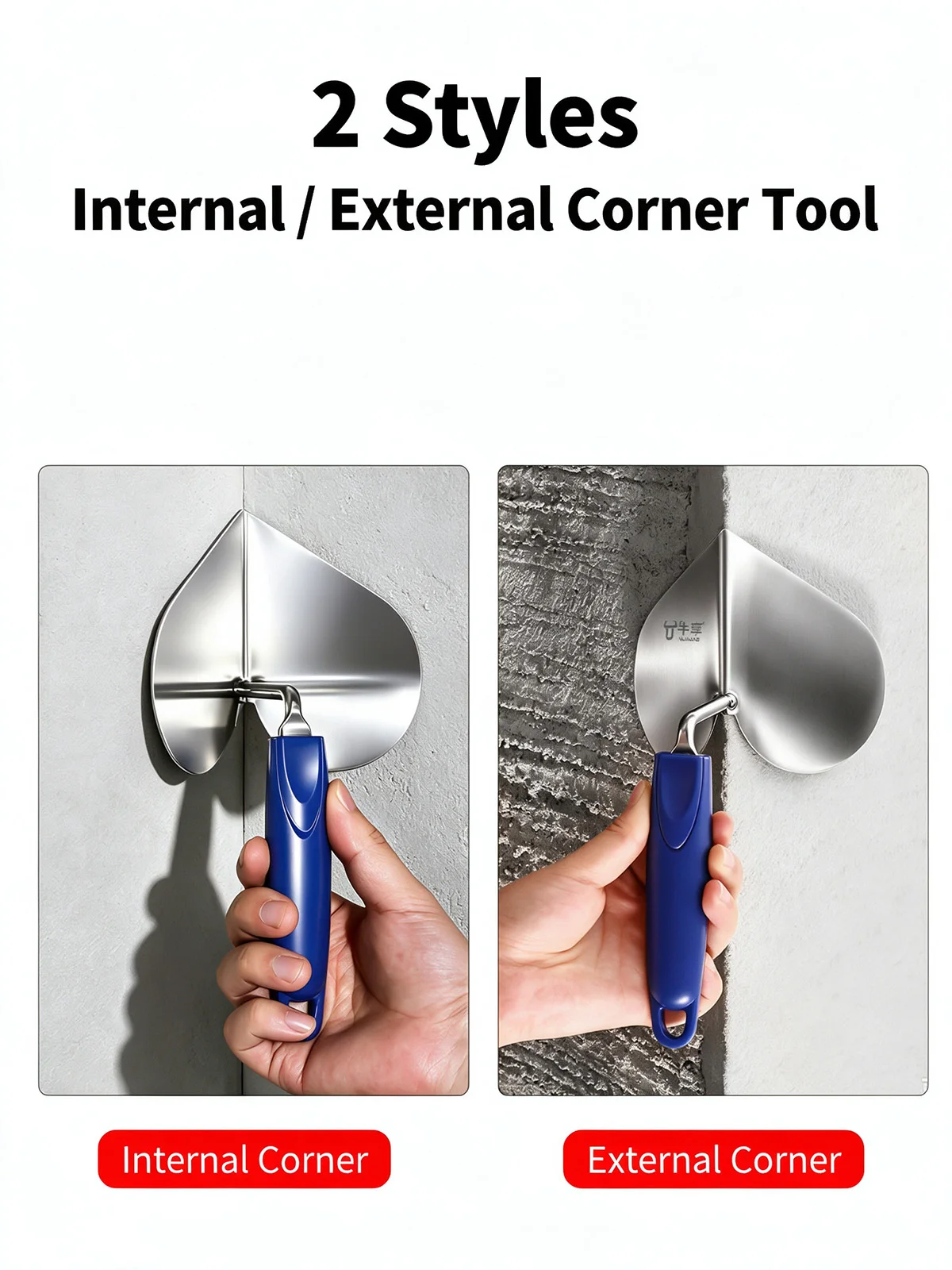 Stainless Steel Drywall Corner Trowel Inside Outside Corner Putty Knife Gyprock Plasterboard Wall Repair Plastering Tool