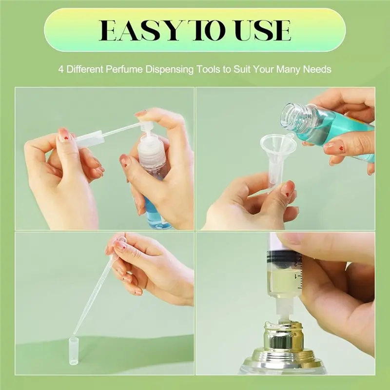 【بسيط】زجاجة صغيرة للسفر سعة 5 مل، حاوية عطر الزيوت العطرية القابلة لإعادة الملء للسفر مع 10 أدوات