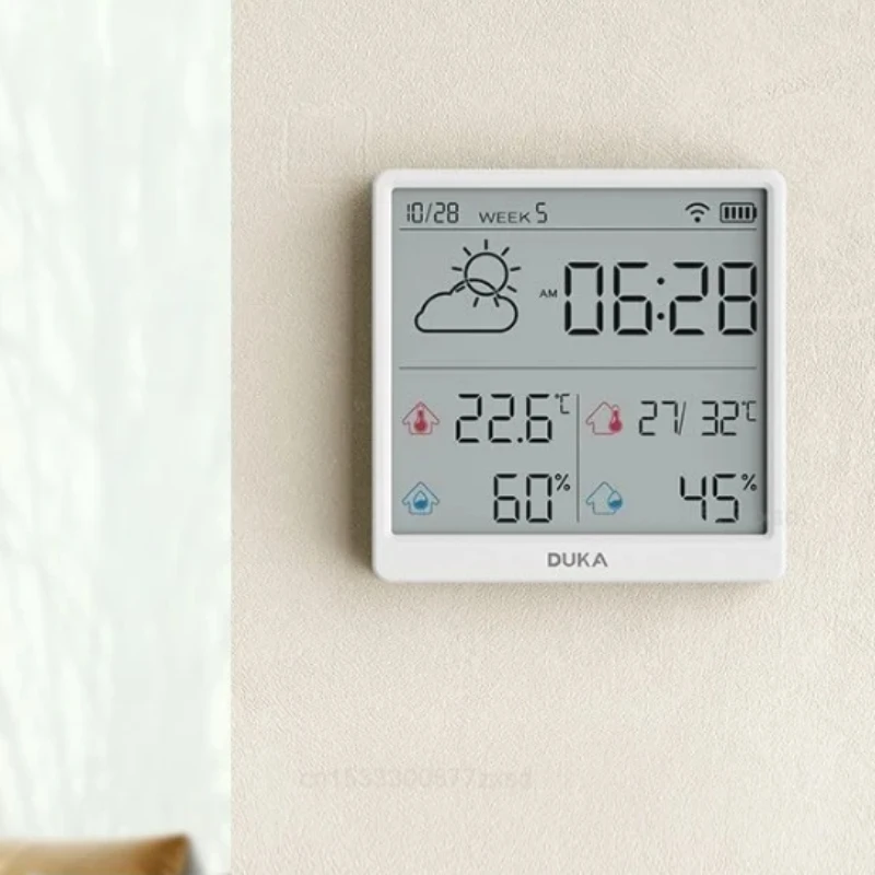 Xiaomi DUKA Smart Home WIFI Temperature and Humidity Weather Sensor Indoor Clock Vertical Infant Room Thermometer Digital Meter