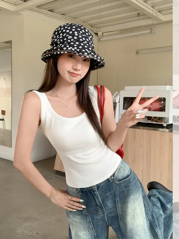 

Модная женская майка без рукавов, облегающая, повседневная, для ранней весны, универсальная базовая майка