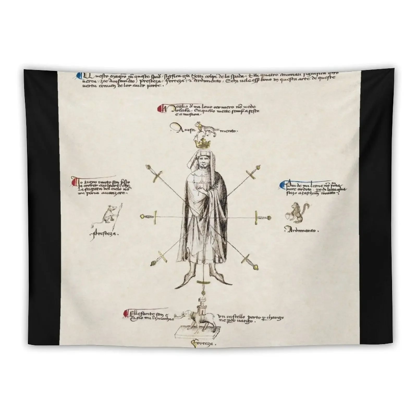 

Fiore de’ Liberi - Segno della Spada - Sign of the Sword Tapestry Room Decorator Room Decorating Aesthetic Hanging Wall Tapestry
