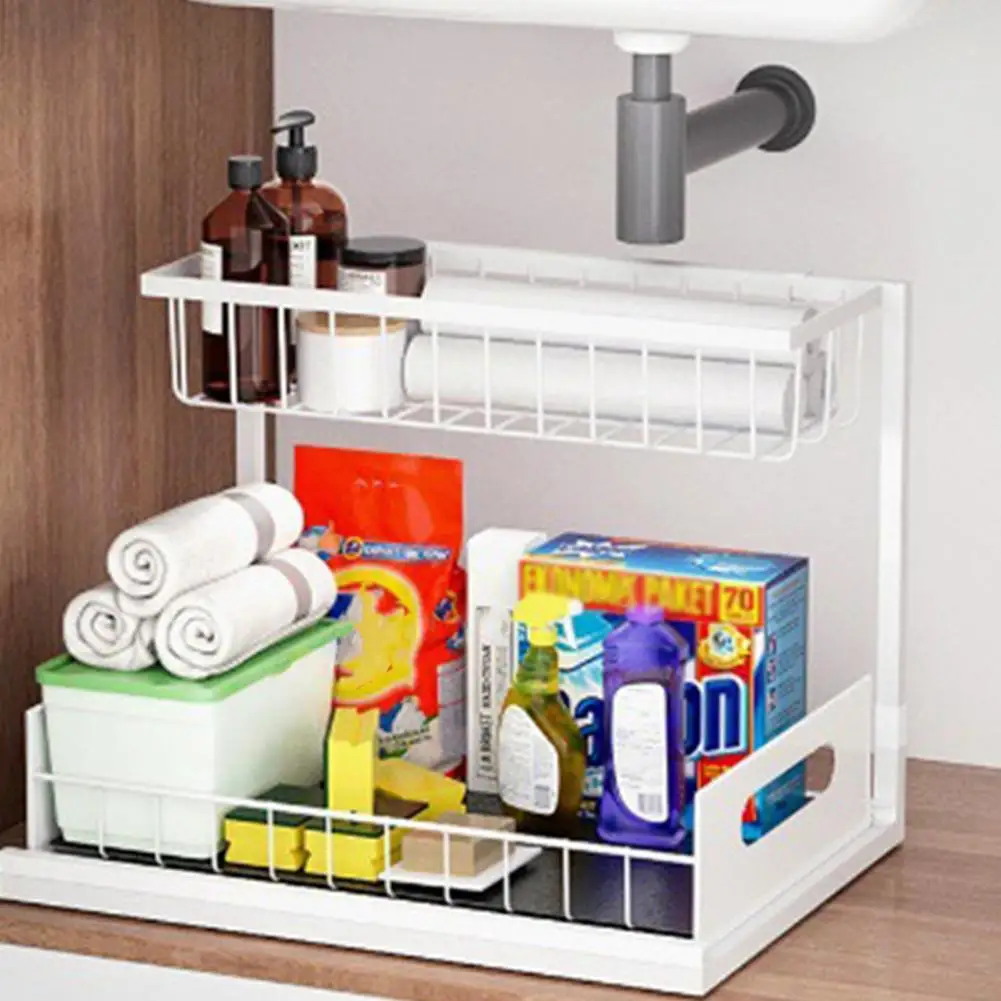 Cabinet Sink Rack Organizer Kitchen under Sink Storage Shelf under Sink Organizer with Two-tier for Kitchen for Seasoning